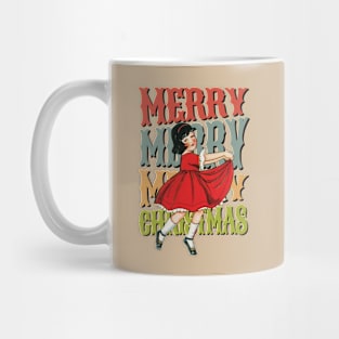 Retro Little Girl Merry Christmas Mug